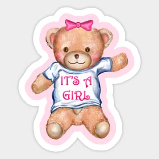 It's A Girl Teddy Bear Stuffed Animal Sticker